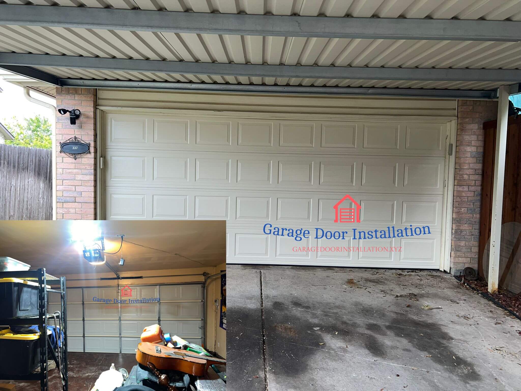 new_two_car_garage_door_almond_installed